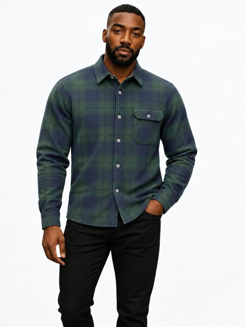 The North Face Men's 2XL Green Plaid Sherpa Lined Heavyweight Flannel Shirt NWT